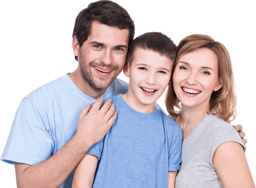 Mosolygós, energikus család a méregtelenítés után